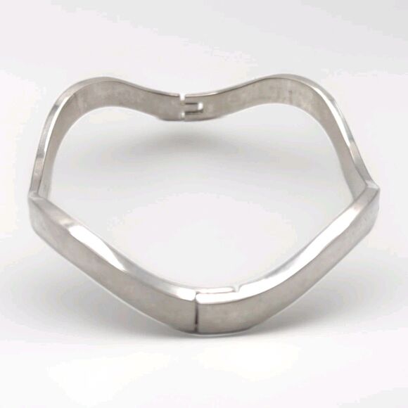 Solid Sterling Silver 925 Smooth Polished Wave Cuff Bangle Hinge Bracelet 20g - Picture 8 of 16